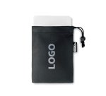 Sports towel with advertising pocket in RPET microfiber touch 30 x 80 cm - 1 color marking