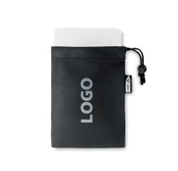 Sporttuch mit Werbetasche aus RPET-Mikrofaser-Touch 30 x 80 cm - 1-farbiger Druck