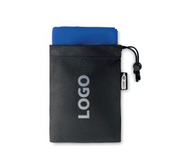 Sporthanddoek met zakje promotieartikel van RPET-microvezel, 30 x 80 cm - 1-kleurige opdruk