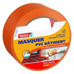 Ruban adhésif spécial bâtiment  en PVC Tesa - 33 m x 50 mm, orange