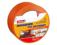 Ruban adhésif spécial bâtiment  en PVC Tesa - 33 m x 50 mm, orange