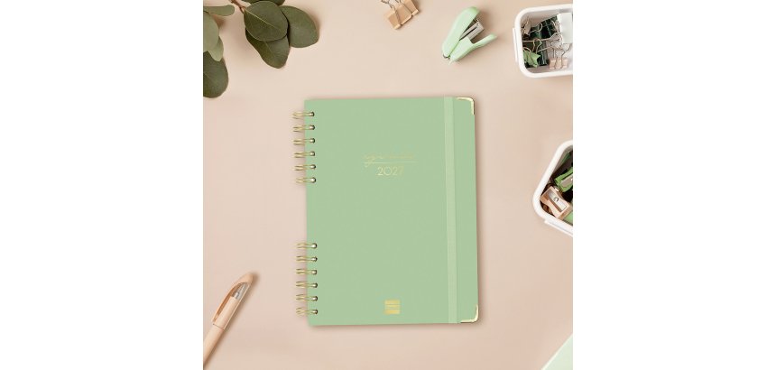Agenda dia página 155x212 mm Alma Verde Finocam