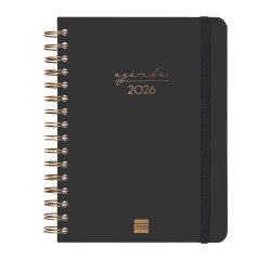 Agenda dia página 155x212 mm Alma negro Finocam