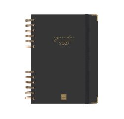 Agenda dia página 155x212 mm Alma negro Finocam
