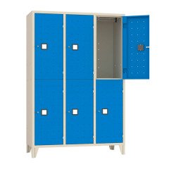 Armadio casellario 6 posti corpo grigio  RAL 7035 ed ante colorate L 120 x P 50 x H 180 cm