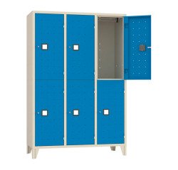 Armadio casellario 6 posti corpo grigio  RAL 7035 ed ante colorate L 120 x P 50 x H 180 cm