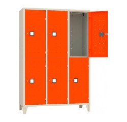 Armadio casellario 6 posti corpo grigio  RAL 7035 ed ante colorate L 120 x P 50 x H 180 cm