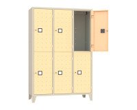 Armadio casellario 6 posti corpo grigio  RAL 7035 ed ante colorate L 120 x P 50 x H 180 cm