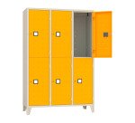 Armadio casellario 6 posti corpo grigio  RAL 7035 ed ante colorate L 120 x P 50 x H 180 cm
