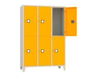 Armadio casellario 6 posti corpo grigio  RAL 7035 ed ante colorate L 120 x P 50 x H 180 cm