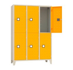 Armadio casellario 6 posti corpo grigio  RAL 7035 ed ante colorate L 120 x P 50 x H 180 cm