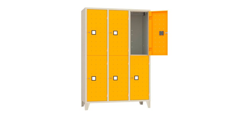 Armadio casellario 6 posti corpo grigio  RAL 7035 ed ante colorate L 120 x P 50 x H 180 cm