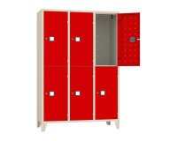 Armadio casellario 6 posti corpo grigio  RAL 7035 ed ante colorate L 120 x P 50 x H 180 cm