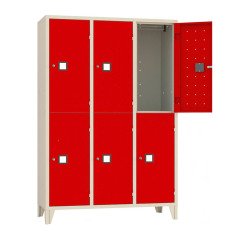 Armadio casellario 6 posti corpo grigio  RAL 7035 ed ante colorate L 120 x P 50 x H 180 cm