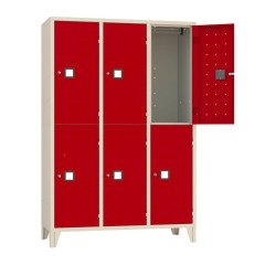 Armadio casellario 6 posti corpo grigio  RAL 7035 ed ante colorate L 120 x P 50 x H 180 cm