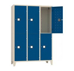 Armadio casellario 6 posti corpo grigio  RAL 7035 ed ante colorate L 120 x P 50 x H 180 cm