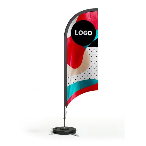 Advertising flag on a base Oriflamme feather - 65 x 240 cm - multicolored marking