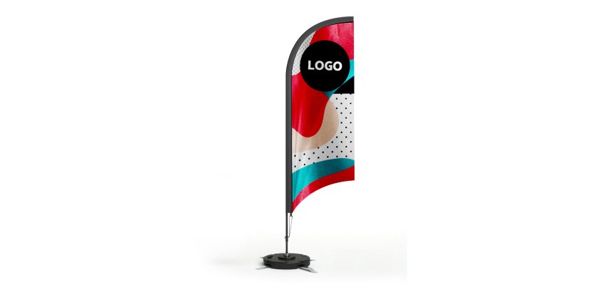 Advertising flag on a base Oriflamme feather - 65 x 240 cm - multicolored marking