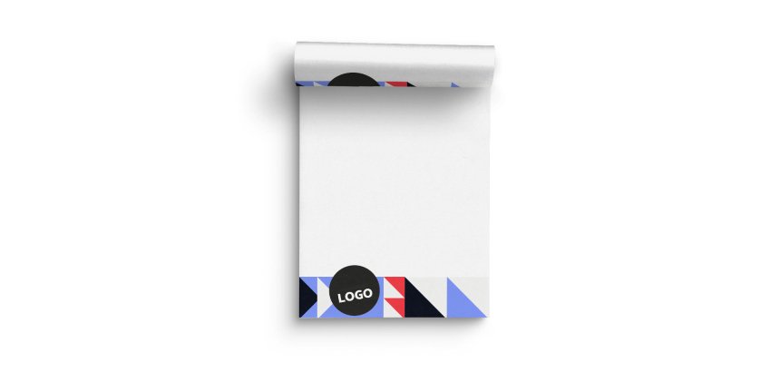 Bloc-notes publicitaire A4 encollé sans couverture uni - 50 feuilles - marquage multicolore