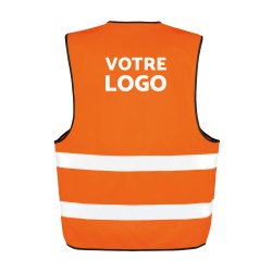 Gilet de sécurité publicitaire fluo à 2 bandes de sécurité - marquage 1 couleur