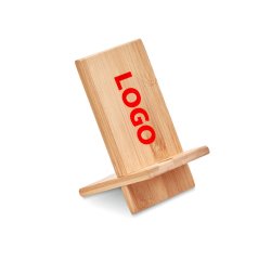 Telefoonhouder promotieartikel van bamboe - bedrukking in 1 kleur