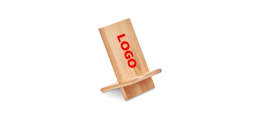 Advertising phone holder in bamboo - 1 color marking