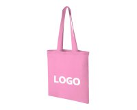 Katoenen tas van 140g/m² totebag promotieartikel roze - lange handvatten - 10 L - 1 kleur opdruk