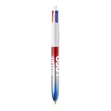 Stylo bille Bic 4 couleurs flag bleu blanc rouge publicitaire pointe 1 mm – écriture moyenne - marquage 1 couleur