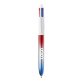 Kugelschreiber Bic 4 Farben Flagge blau weiß rot Werbeartikel 1 mm Spitze - mittlere Schreibweise - 1 Farbdruck