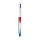 Stylo bille Bic 4 couleurs flag bleu blanc rouge publicitaire pointe 1 mm – écriture moyenne - marquage 1 couleur