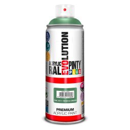 Peinture acrylique brillante Pintyplus Evolution - Aérosol de 400 ml, vert réséda RAL6011