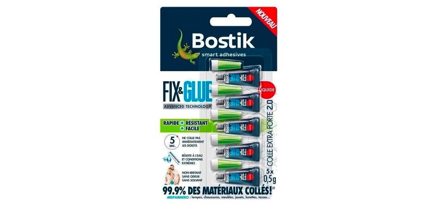 Colle en gel Fix & Glue Bostik - Lot de 5 tubes de 0,5 g