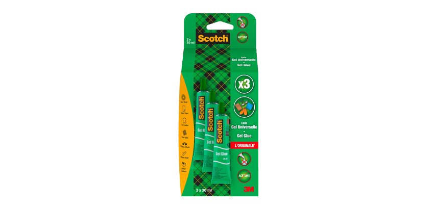 Colle gel tube Scotch permanente 30 ml - Lot de 3