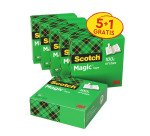 Pack de 5 rubans adhésifs Scotch Magic invisible - Largeur 19 mm x longueur 33 m + 1 offert