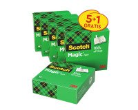 Pack de 5 rubans adhésifs Scotch Magic invisible - Largeur 19 mm x longueur 33 m + 1 offert
