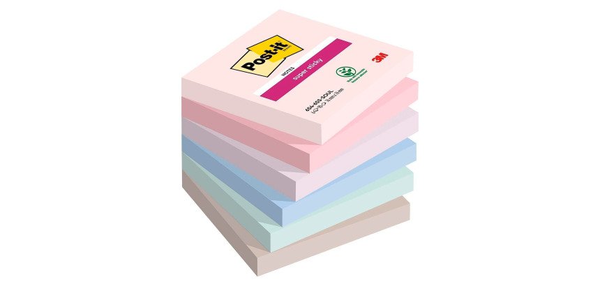 Pack de 4 notes repositionnables soulful Super Sticky Post-it 76 x 76 mm - bloc de 90 feuilles + 2 offertes