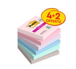 Pack de 4 notes repositionnables soulful Super Sticky Post-it 76 x 76 mm - bloc de 90 feuilles + 2 offertes
