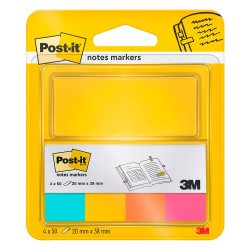 Lesezeichen aus haftendem Papier in verschiedenen Farben von Post-it - 4er-Packungen mit 50 Blättern