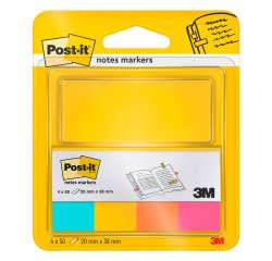 Bladwijzers herkleefbaar in verschillende kleuren Post-it - Blokken van 4 x 50 vellen