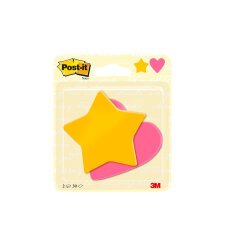 Notes repositionnables couleurs assorties Post-it Cœur et étoilé - bloc de 30 feuilles - Lot de 2