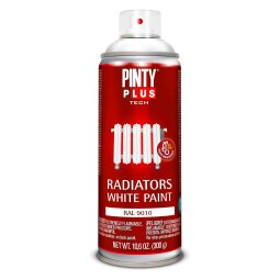 Peinture émail acrylique pour radiateurs Pinty Plus Tech - Aérosol de 400 ml, blanc brillant