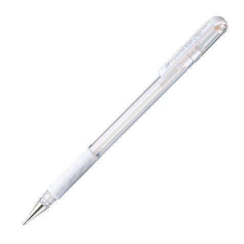 Balpen Pentel Hybrid Gel Grip K118L met dop punt 0,8 mm - gemiddelde schrijfbreedte wit