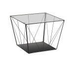 Mesa de centro Tilo cristal y estructura de acero acabado negro 60 x 60 cm