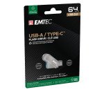 Clé USB Emtec D280 DUAL USB A USB C 3.2 64 Go