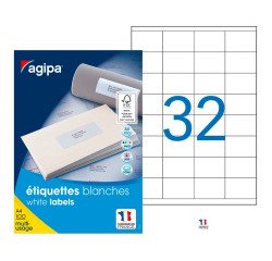 Étiquettes adresses multi-usages 51 x 33,8 mm Agipa blanches - Boîte de 3200
