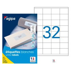 Étiquettes adresses multi-usages 51 x 33,8 mm Agipa blanches - Boîte de 3200