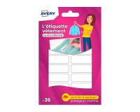 Clothing self-adhesive labels Avery 45 x 13 mm white - Pack of 36