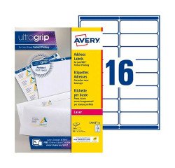 Étiquettes adresses expédition laser 99,1 x 33,9 mm Avery L7162-15 - Boîte de 240