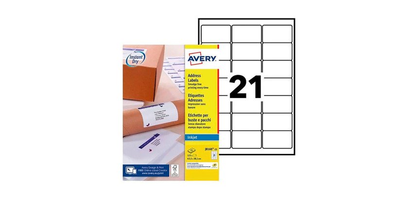 Etiquette adresse 63,5 x 38,1 mm Avery J8160-25 - Boîte de 525