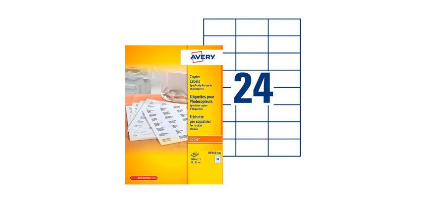 Etiquette adresse 70 X 37 mm copieur Avery blanche - Boîte de 2400